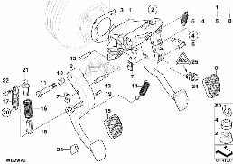 PEDAL ASSY W OVER-CENTER HELPER SPRING diagram for BMW 5 Series E61 530xi