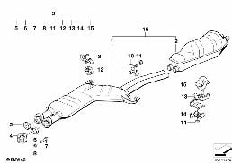 Układ wydechowy tylny diagram for BMW 5 Series E34 535i