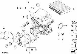 Aanzuiggeluidsdemper / Filterelement diagram for BMW 7 Series E66 750Li