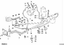Hydro-besturing-olieleidings diagram for BMW 5 Series E34 540i