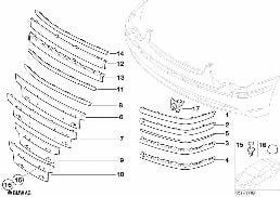 Obudowa z elem. ozdobnymi, przednia diagram for BMW 7 Series E65 745i