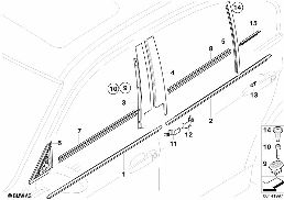 EXTERIOR TRIM / GRILLE / SEALS diagram for BMW 3 Series E90 320d