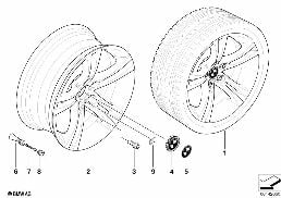 BMW ALLOY WHEEL, M DOUBLE SPOKE 184 diagram for BMW 5 Series E60 525d