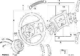 Volant airbag multifonctionnel diagram for BMW 5 Series E39 525td
