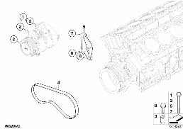 Spręż. klim., elem. dod./napęd pasowy diagram for BMW 7 Series E65 745i