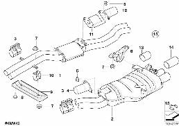 CENTER AND REAR MUFFLER diagram for BMW 3 Series E46 325i
