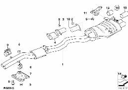 CENTER AND REAR MUFFLER diagram for BMW 3 Series E46 330Ci