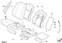 시트, 앞, 쿠션 및 커버 diagram for BMW 5 Series E61 LCI M5