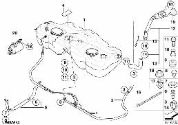 Zbiornik paliwa/Filtr z węglem aktywnym diagram for BMW MINI R50 Cooper