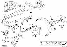 Servo frein à dépression diagram for BMW 5 Series E39 525td
