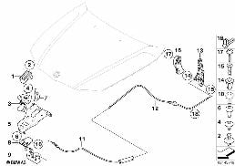 ENGINE HOOD MECHANISM diagram for BMW 3 Series E90 LCI 318d