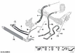 POWER STEERING/OIL PIPE/ACTIVE STEERING diagram for BMW 3 Series E90 330i