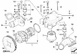 WATERPUMP - THERMOSTAT diagram for BMW 5 Series E61 LCI M5