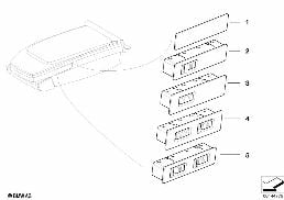 Przeł. funkcji dod. fotela tylnego diagram for BMW 7 Series E65 745i