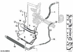 POWER STEERING/OIL PIPE/ACTIVE STEERING diagram for BMW 3 Series E90 330i
