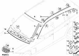 EXTERIOR TRIM / GRILLE / SEALS diagram for BMW 3 Series E91 LCI 320i