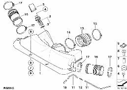Luchtinlaatkanaal/HFM/Rubberbalg diagram for BMW 7 Series E66 750Li