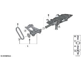 Dopływ oleju/pompa olejowa z napędem diagram for BMW X5 E70 3.0d