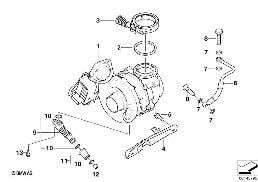 廢氣渦輪增壓器 帶潤滑裝置 diagram for BMW 7 Series E65 730d