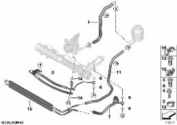 HYDRO STEERING-OIL PIPES diagram for BMW 3 Series E90 330i