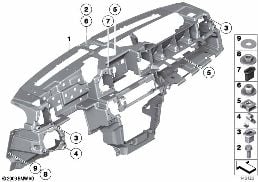 Držák přístrojová deska diagram for BMW Rolls-Royce Phantom RR1 Phantom