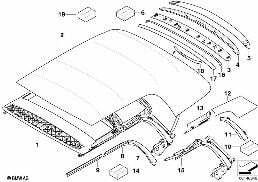 折疊式軟頂 安裝件 diagram for BMW MINI Cabrio R52 Cooper