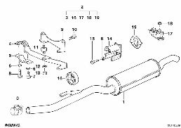 Tłumik tylny diagram for BMW 5 Series E34 525td