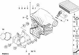 Silencieux d'admission / Filtre diagram for BMW 7 Series E65 740i