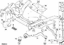 FRNT AXLE SUPPORT,WISHBONE/TENSION STRUT diagram for BMW 5 Series E61 LCI 520d