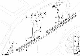 Enjoliveurs ext. / Grille de décor diagram for BMW 1 Series E87 LCI 120i
