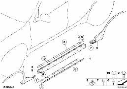 TRIM, ROCKER PANEL/WHEEL ARCH FOOTBOARD diagram for BMW X5 E53 4.4i
