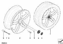 BMW ALLOY WHEEL, M DOUBLE SPOKE 208 diagram for BMW 1 Series E81 116d