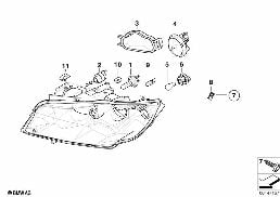 INDIVIDUAL PARTS FOR HEADLAMP, HALOGEN diagram for BMW 3 Series E90 320i