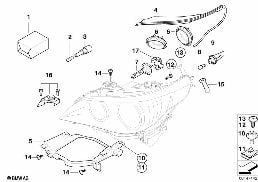 INDIVIDUAL PARTS FOR HALOGEN HEADLAMP diagram for BMW 5 Series E61 545i
