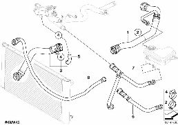 Kylsystem-vattenslang diagram for BMW 5 Series E60 LCI 520d