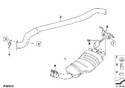 Abgasanlage hinten diagram for BMW X3 E83 2.0d