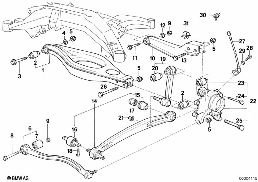 REAR AXLE SUPPORT/WHEEL SUSPENSION diagram for BMW 8 Series E31 850Ci
