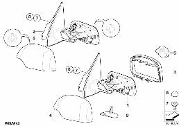 EXTERIOR MIRROR (S760A) diagram for BMW X5 E53 4.4i
