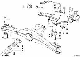 REAR AXLE SUPPORT/WHEEL SUSPENSION diagram for BMW 7 Series E23 735i
