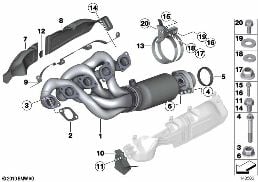 EXHAUST MANIFOLD WITH CATALYST diagram for BMW 5 Series E61 LCI M5