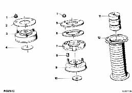 GUIDE SUPPORT/SPRING PAD/ATTACHING PARTS diagram for BMW 5 Series E12 530i
