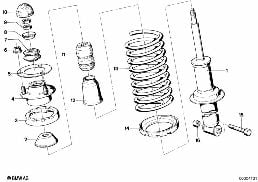 SINGLE COMPONENTS FOR REAR SPRING STRUT diagram for BMW 7 Series E23 730
