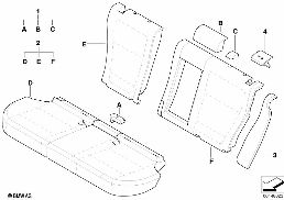 Sedad.zad.čalounění a potah zákl.sedadlo diagram for BMW X5 E53 4.4i