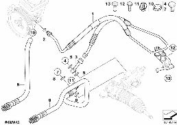 HYDRO STEERING-OIL PIPES diagram for BMW 5 Series E61 530xd
