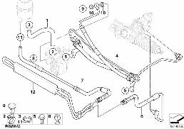 HYDRO STEERING-OIL PIPES diagram for BMW X3 E83 LCI 2.0i