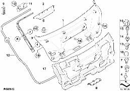 Obudowa pokrywy bagażnika diagram for BMW 3 Series E46 316ti