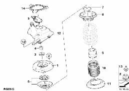 Apoio/prato suporte mola/peças mont. diagram for BMW 5 Series E60 M5