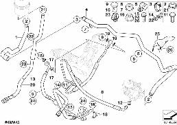 HYDRO STEERING-OIL PIPES diagram for BMW 5 Series E60 LCI 540i