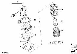 Helezon yayı/Kule takozu/Montaj parç. diagram for BMW 7 Series E67 745LiS