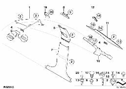 TRIM PANEL A- / B- / C-COLUMN diagram for BMW 5 Series E60 LCI 523Li
